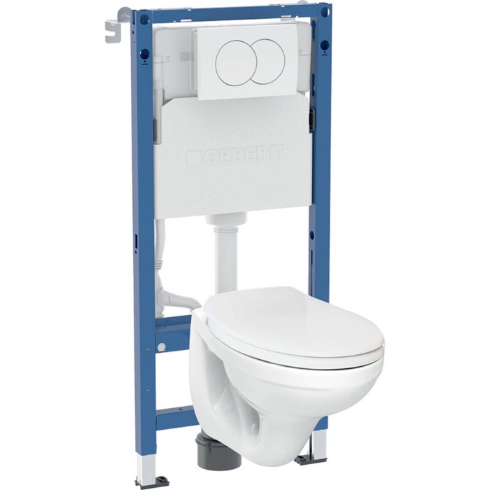 Інсталяція для унітаза Geberit Duofix PRO 20 118.315.11.2 з клавішею Delta01 з підвісним унітазом Idol із сидінням Duroplast