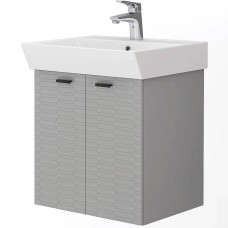 Тумба Devit Flow 484050G з умивальником та ручками, сірий матовий