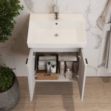 Тумба Devit Flow 484050G з умивальником та ручками, сірий матовий