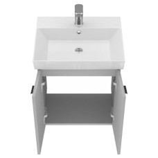 Тумба Devit Flow 484050G з умивальником та ручками, сірий матовий