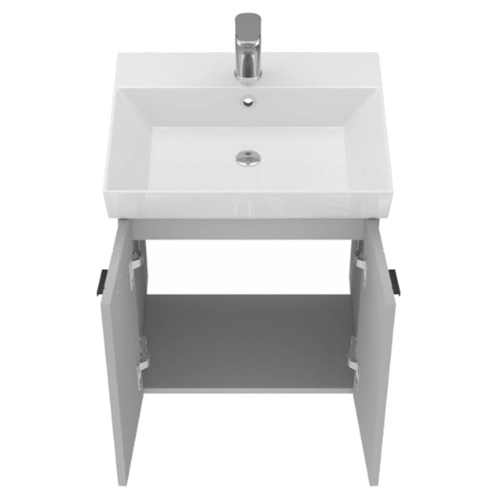 Тумба Devit Flow 484050G з умивальником та ручками, сірий матовий