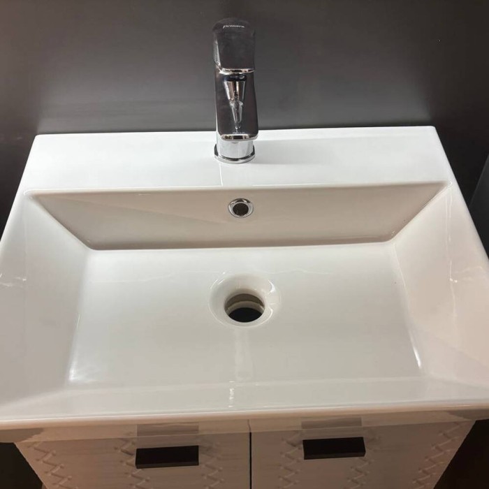 Тумба Devit Flow 484050G з умивальником та ручками, сірий матовий