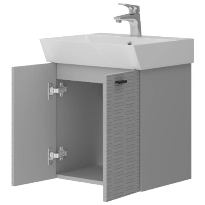Тумба Devit Flow 484050G з умивальником та ручками, сірий матовий