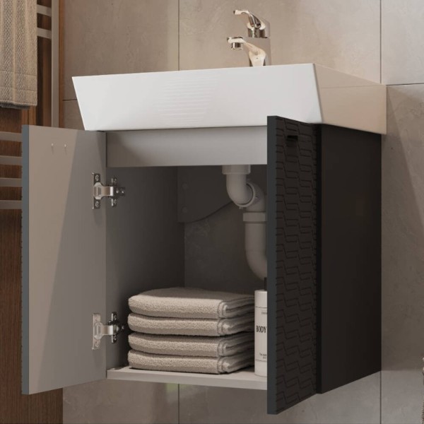 Тумба Devit Flow 484050A 50 см з умивальником та ручками, антрацит матовий