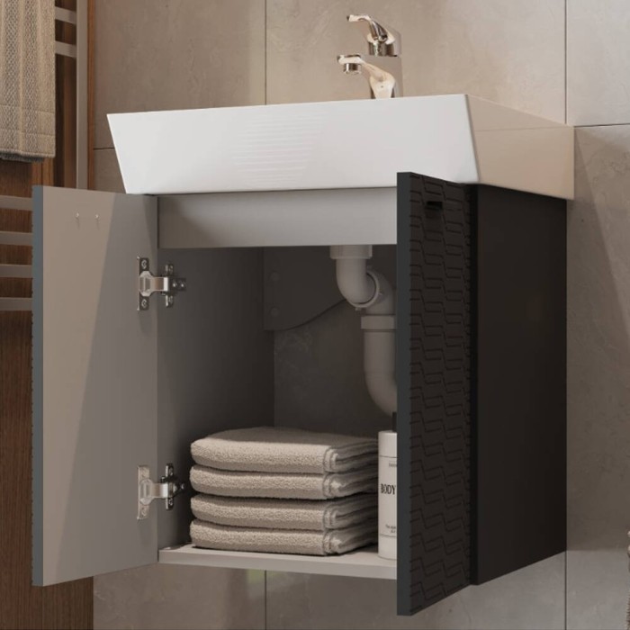 Тумба Devit Flow 484050A 50 см з умивальником та ручками, антрацит матовий