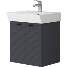 Тумба Devit Flow 484050A 50 см з умивальником та ручками, антрацит матовий