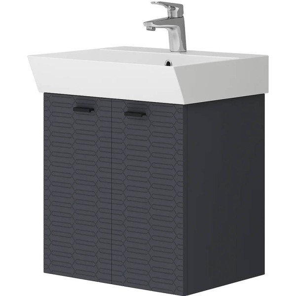 Тумба Devit Flow 484050A 50 см з умивальником та ручками, антрацит матовий