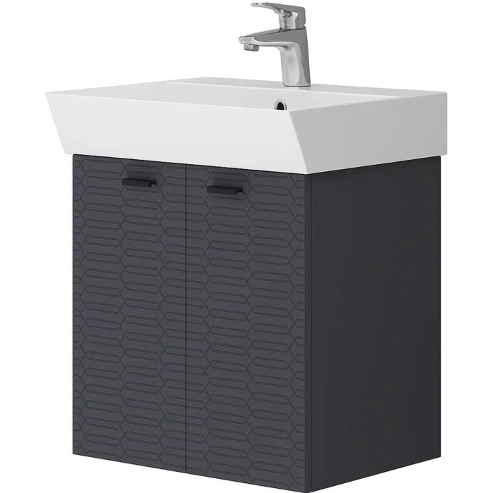 Тумба Devit Flow 484050A 50 см з умивальником та ручками, антрацит матовий
