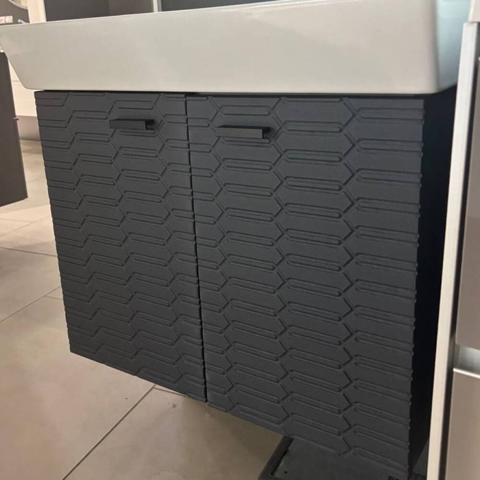 Тумба Devit Flow 484050A 50 см з умивальником та ручками, антрацит матовий