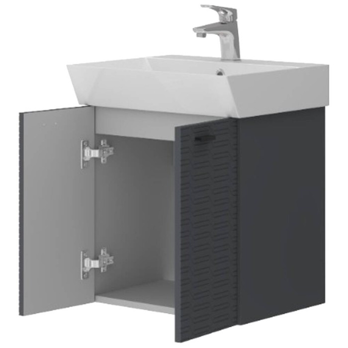 Тумба Devit Flow 484050A 50 см з умивальником та ручками, антрацит матовий