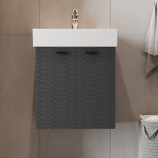 Тумба Devit Flow 484050A 50 см з умивальником та ручками, антрацит матовий