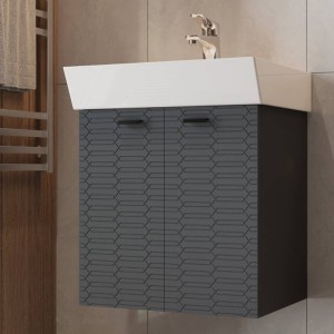 Тумба Devit Flow 484050A 50 см з умивальником та ручками, антрацит матовий