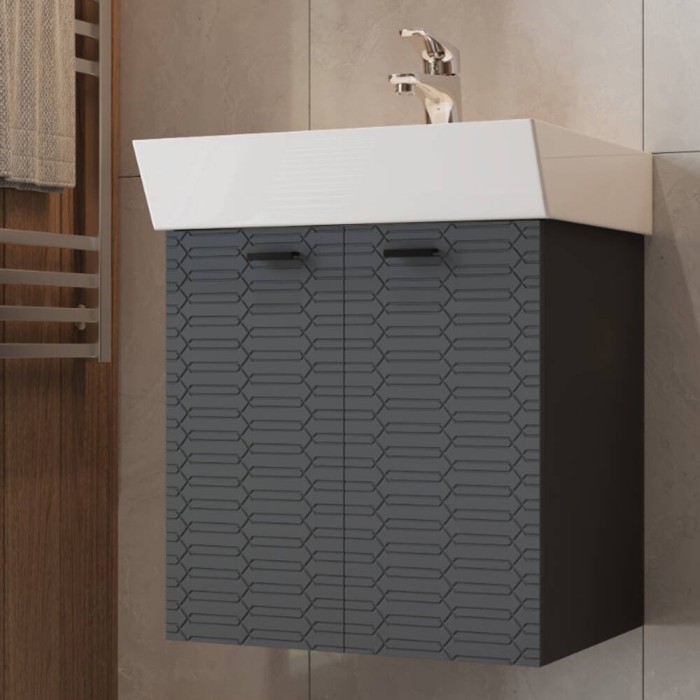 Тумба Devit Flow 484050A 50 см з умивальником та ручками, антрацит матовий