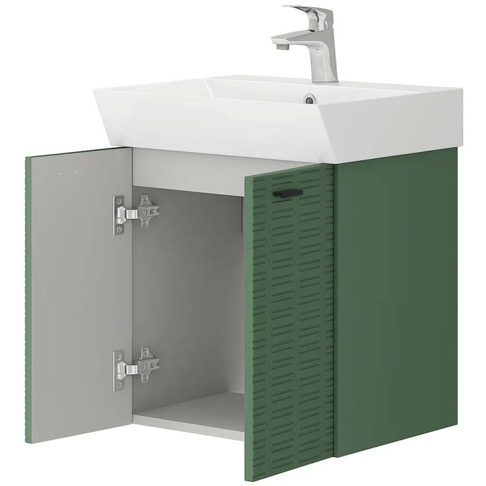 Тумба Devit Flow 484050E 50 см з умивальником та ручками, смарагдовий матовий