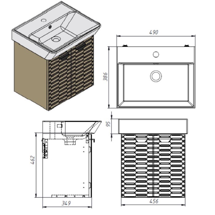 Тумба Devit Flow 484050E 50 см з умивальником та ручками, смарагдовий матовий