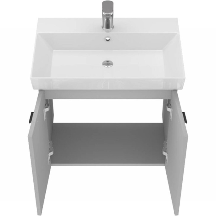 Тумба Devit Flow 484060G 60 см з умивальником та ручками, сірий матовий