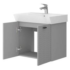 Тумба Devit Flow 484060G 60 см з умивальником та ручками, сірий матовий