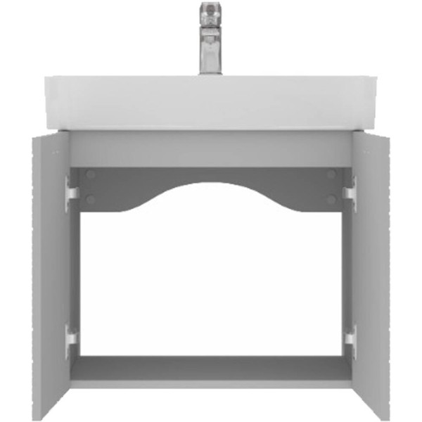 Тумба Devit Flow 484060G 60 см з умивальником та ручками, сірий матовий