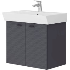 Тумба Devit Flow 484060A 60 см з умивальником та ручками, антрацит матовий