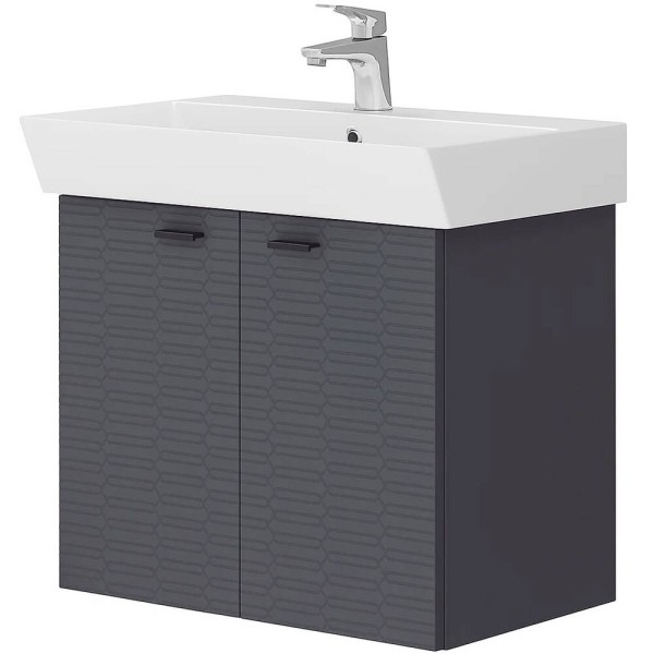 Тумба Devit Flow 484060A 60 см з умивальником та ручками, антрацит матовий