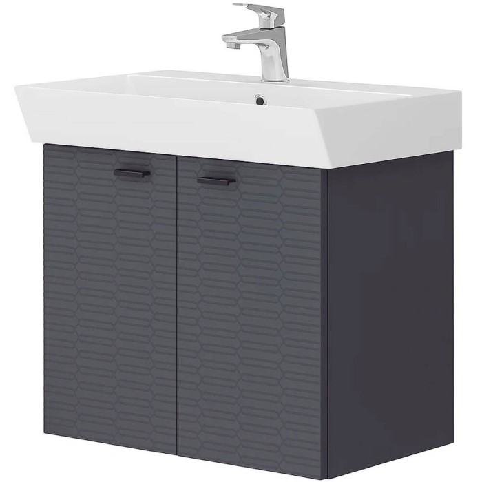 Тумба Devit Flow 484060A 60 см з умивальником та ручками, антрацит матовий