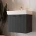 Тумба Devit Flow 484060A 60 см з умивальником та ручками, антрацит матовий