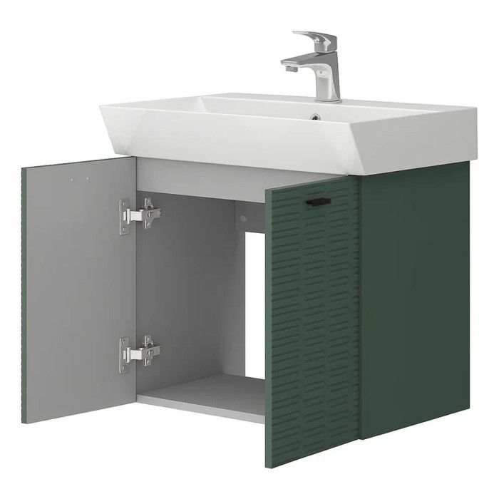 Тумба Devit Flow 484060E 60 см з умивальником та ручками, смарагдовий матовий