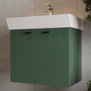 Тумба Devit Flow 484060E 60 см з умивальником та ручками, смарагдовий матовий