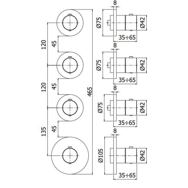 Змішувач прихованого монтажу з термостатом для душу Paffoni Modular Box MDE019CR хром