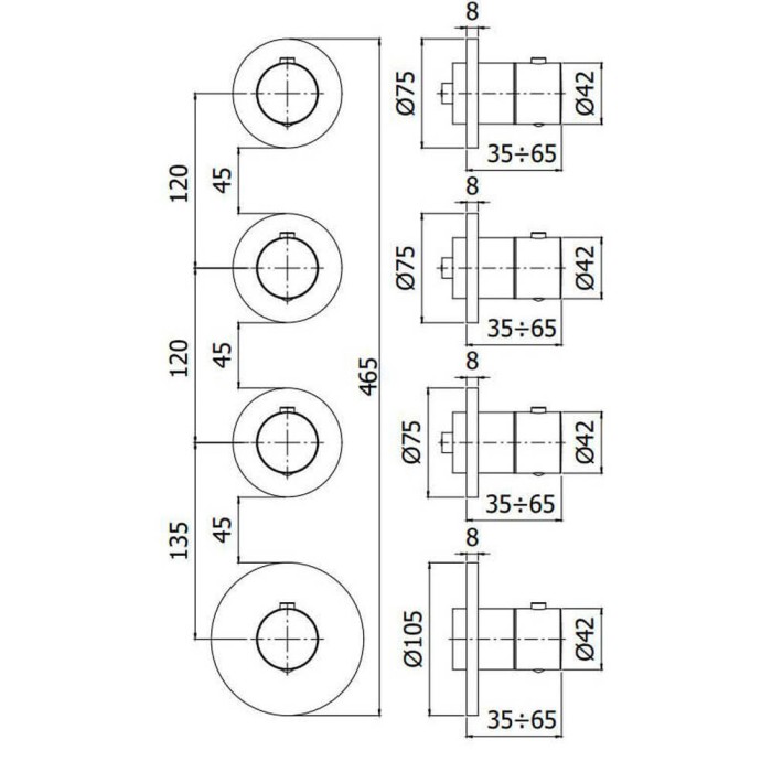 Змішувач прихованого монтажу з термостатом для душу Paffoni Modular Box MDE019CR хром