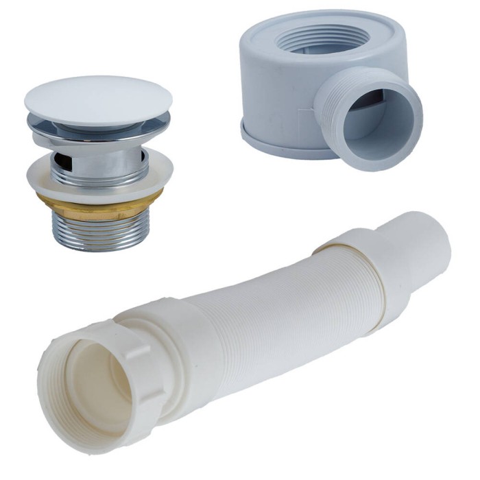 Сифон з донним клапаном Devit 3CM.PIL.SSU для ванн, білий глянець
