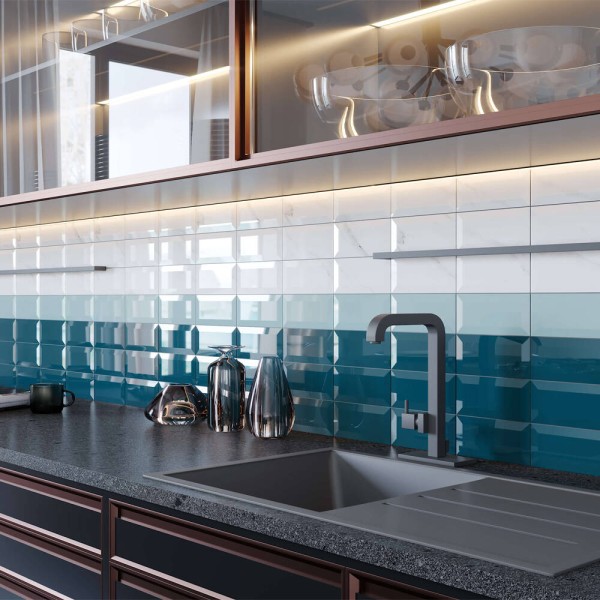 Плитка Golden Tile Metrotiles 463051 блакитний 10х20 см