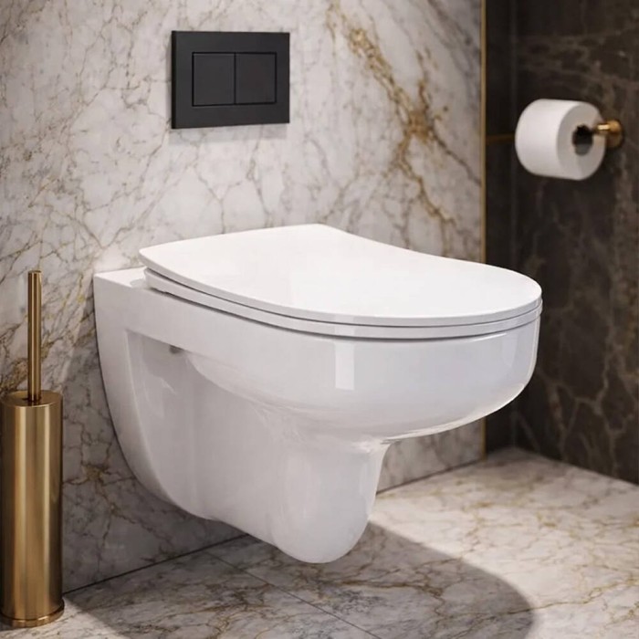 Унітаз підвісний Devit Simple 3810825 безобідковий з кришкою soft-close, Vortex Flush, білий глянець Унітаз підвісний Devit Simple 3810825 безобідковий з кришкою soft-close, Vortex Flush, білий глянець