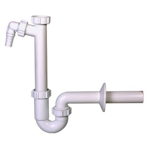 Сифон для раковини Styron STY-638-32-2 без зливного клапана, з підключенням до посудомийної машини, вихід d32 мм