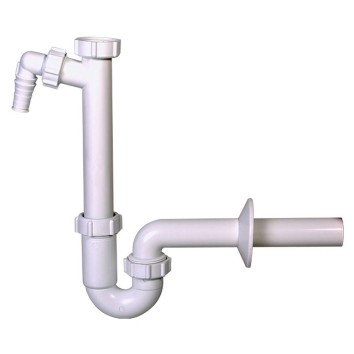 Сифон для раковини Styron STY-638-32-2 без зливного клапана, з підключенням до посудомийної машини, вихід d32 мм