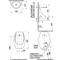 Пісуар підвісний Jika Domino Sensor H8411010004871