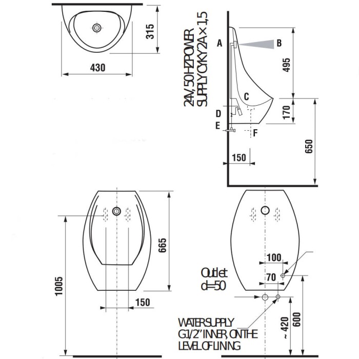 Пісуар підвісний Jika Domino Sensor H8411010004871