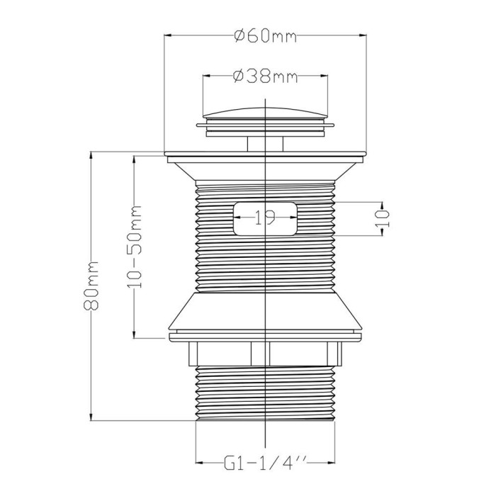 Донний клапан Devit 550549C без накладки, хром
