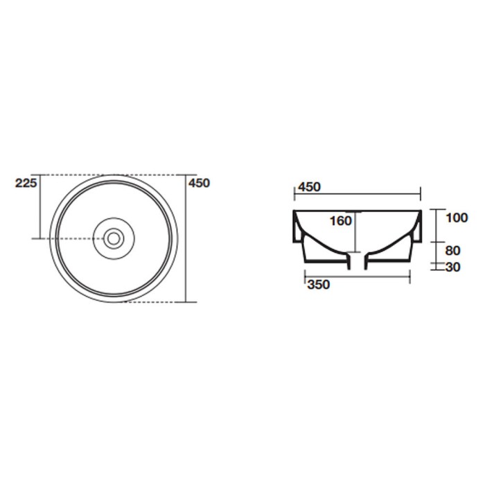Раковина Kerasan 3557 75 45 см borgogna matt