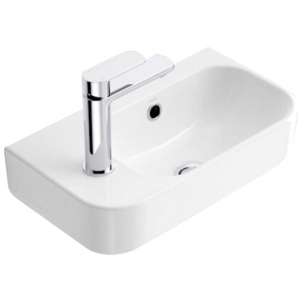 Раковина на стільницю Devit Do It 450250L 450х250 см, 1 отвір під змішувач зліва, білий глянець