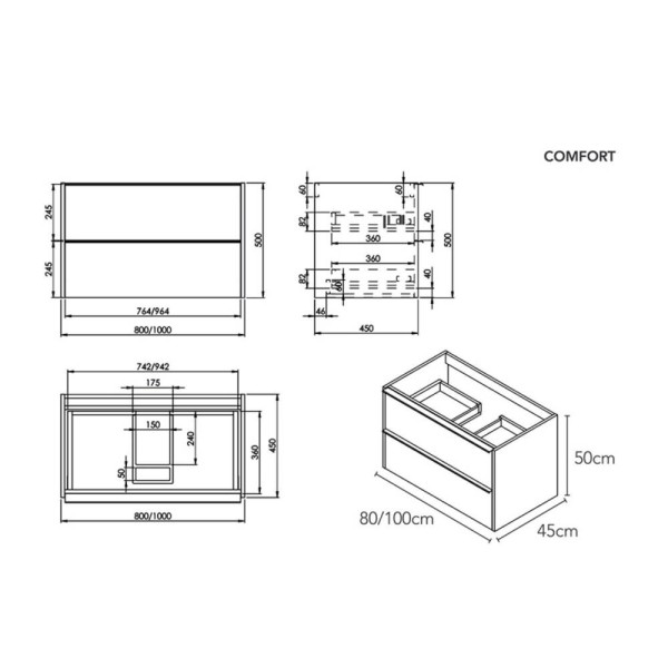 Верхній ящик до тумби Devit Comfort 332100W 100 см білий глянець