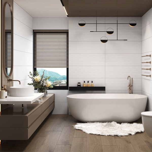 Личкувальна плитка Ceramica Deseo CK9108Q NONA BLANCO DECOR 30x90 см