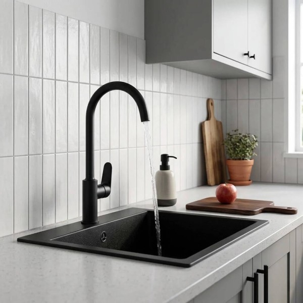 Змішувач для кухні Devit Life 5521031B, чорний мат