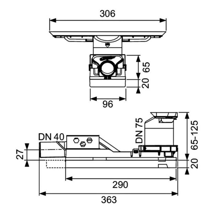 Сифон низький TECE Drainway DN 40 693020 горизонтальний