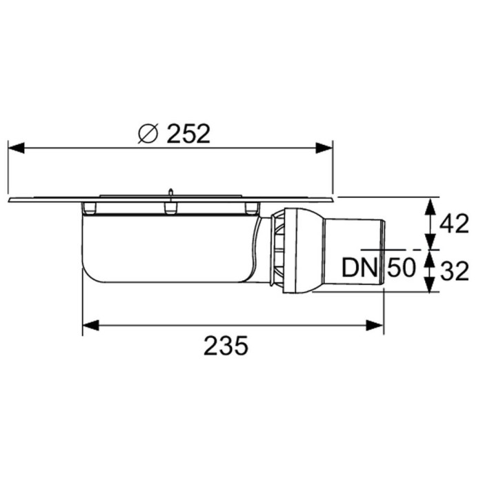 Душовий трап TECE TECEdrainpoint S 3601404 DN 50 екстра-плоский, з універсальним фланцем Seal System, одновихідний