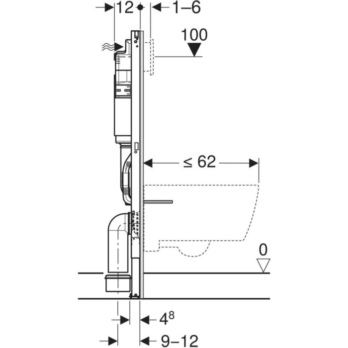 Інсталяція для підвісного унітаза Geberit Duofix 111.153.00.3 зі змивним бачком Delta 12 см