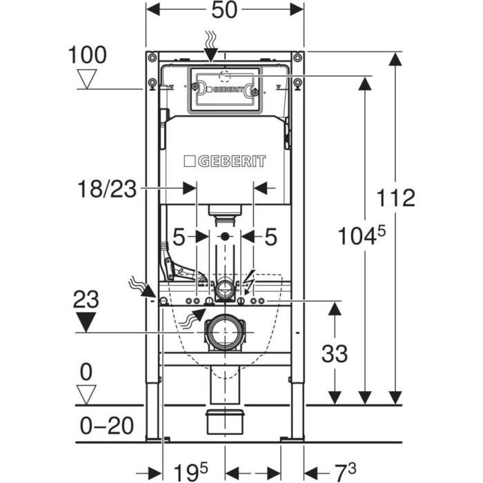 Інсталяція для підвісного унітаза Geberit Duofix 111.153.00.3 зі змивним бачком Delta 12 см