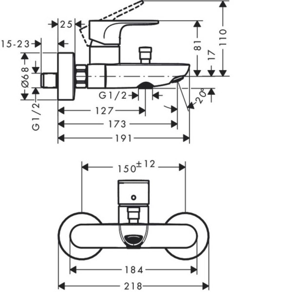 Змішувач для ванни Hansgrohe Rebris S 72440670