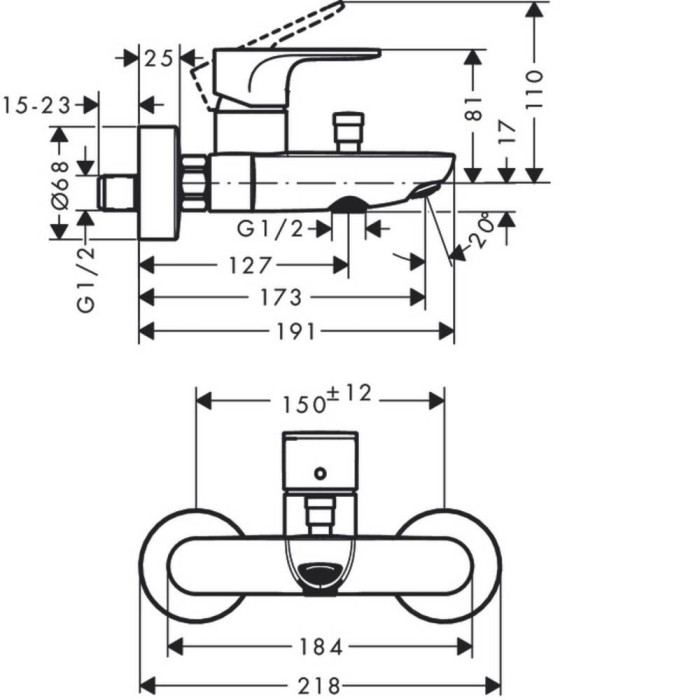 Змішувач для ванни Hansgrohe Rebris S 72440670