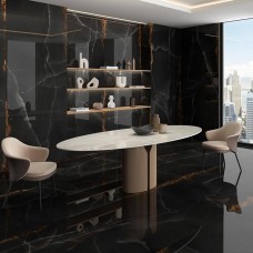 Керамограніт ITT Ceramic Onice Black Polished Rect 6mm 120x300 см